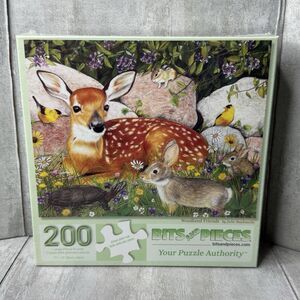 Bits and Pieces Large 200 Pieces Jigsaw Puzzle Woodland Friends Deer Bunny Bird
